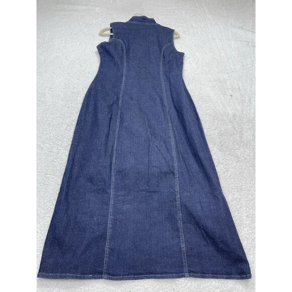 Anthropologie Porridge Midi Dress Women Denim Hardware Preppy Vacay Large NWT - Picture 9 of 12